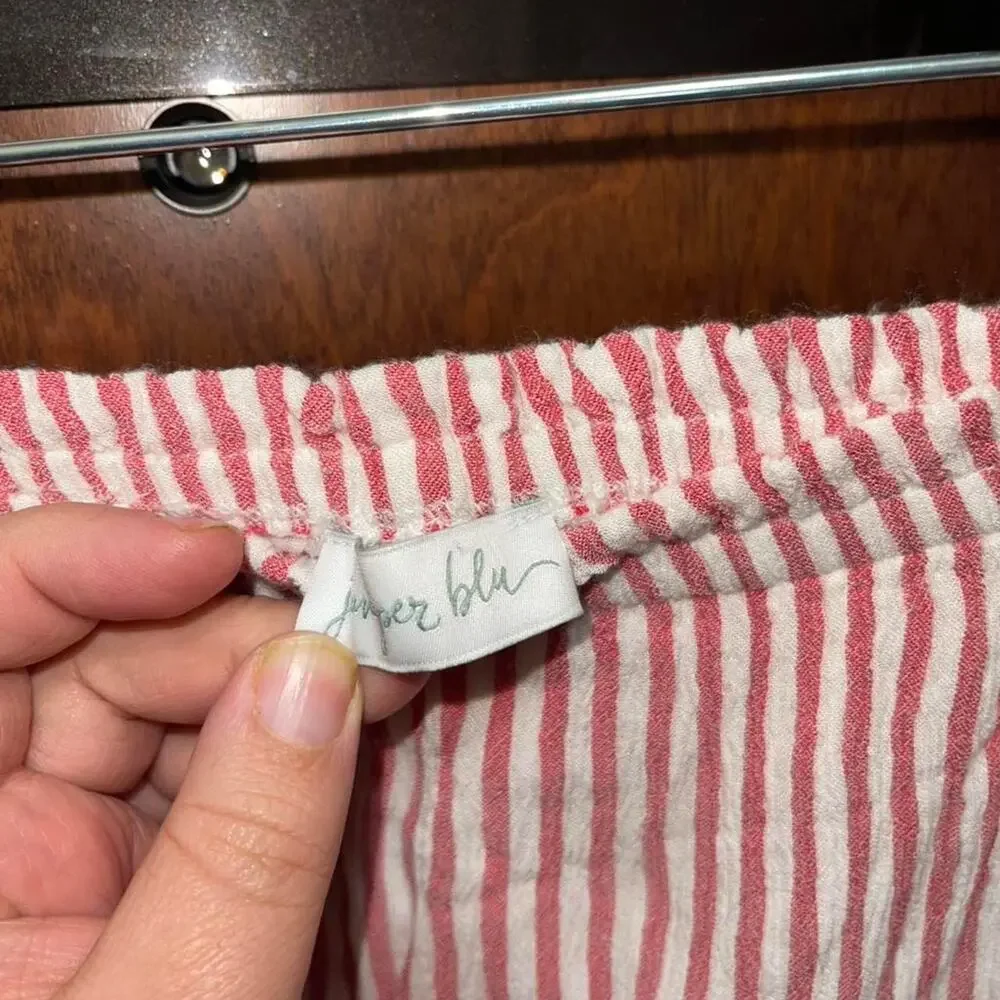 Juniper Blue Pinstripe Red and White Skirt - Size
